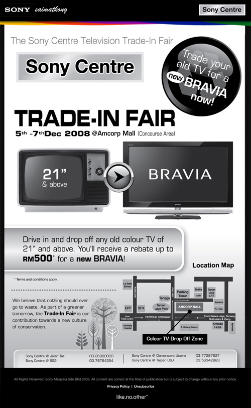 The Sony Centre Television Trade-In Fair‏