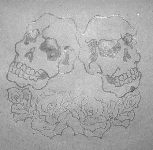CAVEIRAS E ROSAS. Desenho p/ Tattoo
