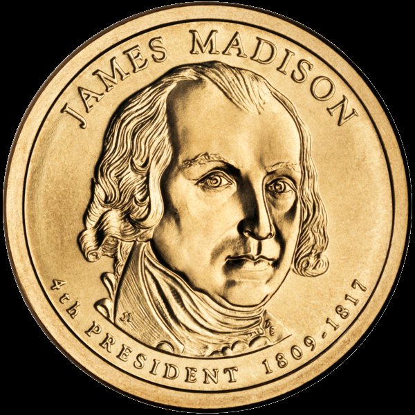 James Madison Presidential $1 Coin — Fourth President, 1809-1817