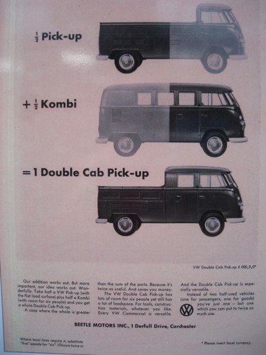 Vw Transporter T1 advertisement pickup kombi crewcab