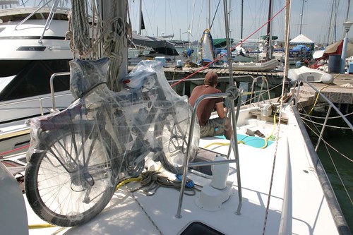 My bike on the Sacanagem sailing boat to Panama...