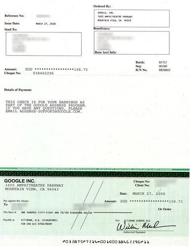 Adsense cheque payment 1- 270308