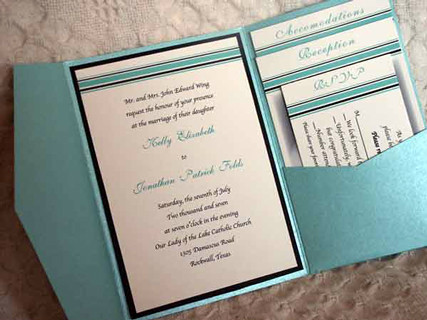 Elegant Wedding Invitations With Ribbons Pockets and Crystals 