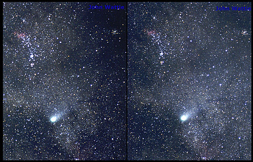 Comet Halley in 3D crosseye format Comet Halley 1986 passing from left 