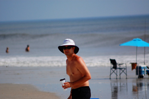 man in beach hat