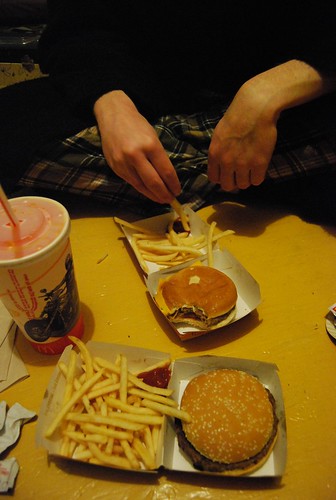 McFood: 1/4 Pounder with no cheese, frites, orange drink