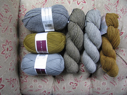 Assortment to test Cable Sweater pattern
