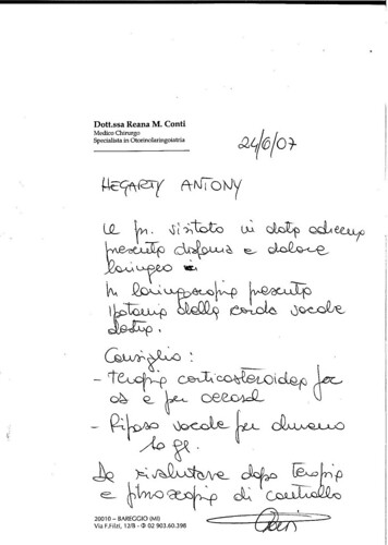 Antony's Medical Certificate