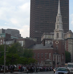 People waiting for the shuttles at Park Street, Boston