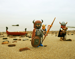 Vikings on the shore made out of legos