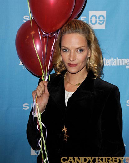 Uma Thurman with Red Balloons at the Sundance Premiere of 