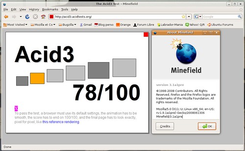 78 / 100 pour Firefox3.1pré-alpha1 et acid3.