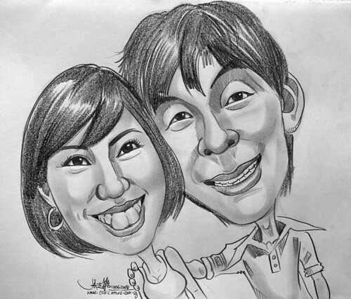 Couple caricatures in pencil 180608