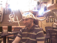 Jared at the Hard Rock Cafe, embarrassed.