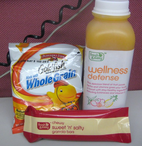 Wellness Defense Juice, Goldfish & Sweet n' Salty Granola Bar @ Fresh & Easy by you.