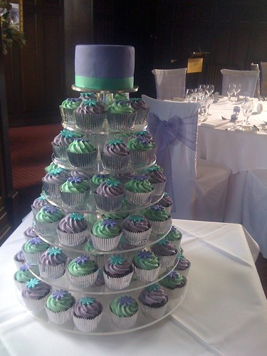 teal and purple wedding cakes