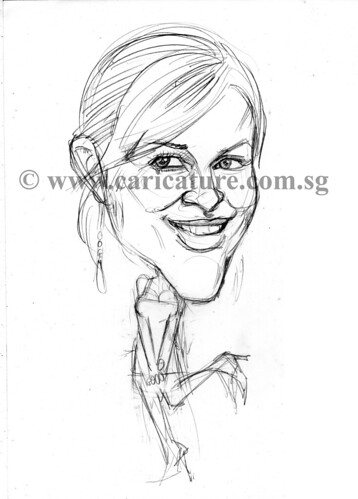 Celebrity caricatures - Reese Witherspoon pencil sketch watermark