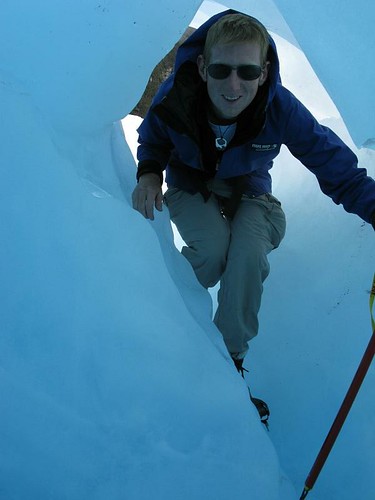 me entering a blue ice cave