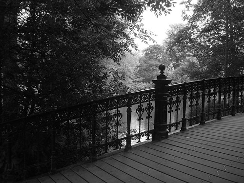 Foto em preto e branco da ponte no Vondelpark - Amsterdam
