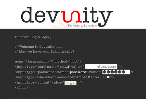 Devunity login