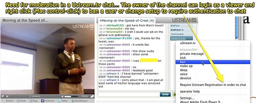 Need for moderation in a Ustream.tv chat