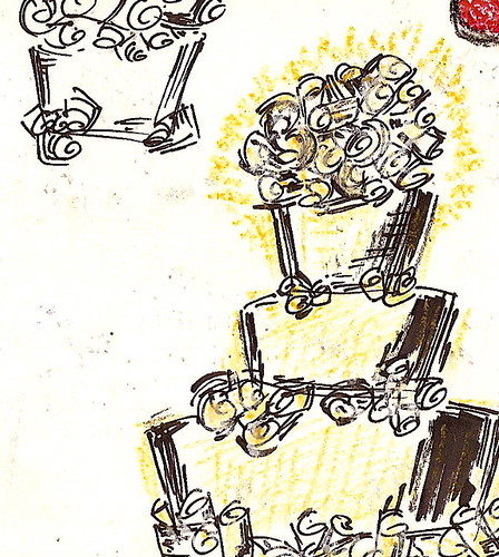 big fat 90's wedding cake sketch Anyway found within a stack and then 