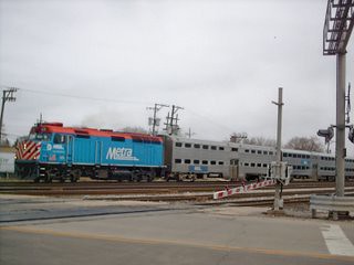 Westbound Metra express commuter train. Franklin Park Illinois. March 2007.