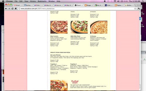 pizza hut online menu
