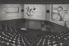 Lecture theatre set up for celebration of the 10th anniversary of medical education at the University of Newcastle, Australia by Cultural Collections, University of Newcastle