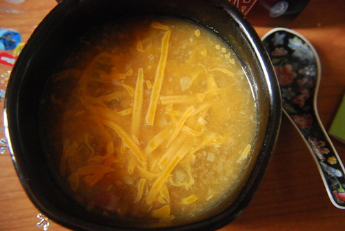 Garlic soup with cheddar