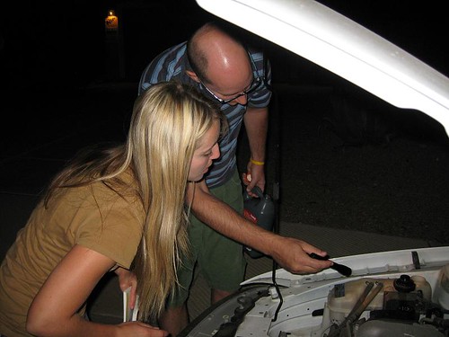 Rachel learning about her car.
