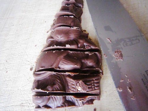 Chocolate bunny chopped, take one