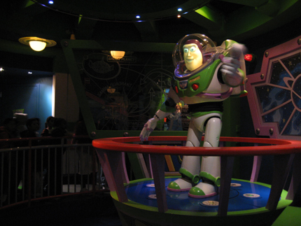 Buzz Lightyear Astro Blasters has a counter part in Disney World but Chris 