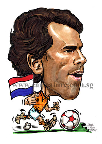 Caricature of Ruud van Nistelrooy colour watermark