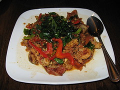 SriPraPhai: Saute fried soft shell crab with chili, garlic and basil leaves