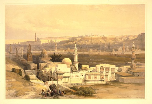 018- El Cairo desde la puerta de Citizenib mirando hacia el desierto de Suez- David Roberts- 1846-1849
