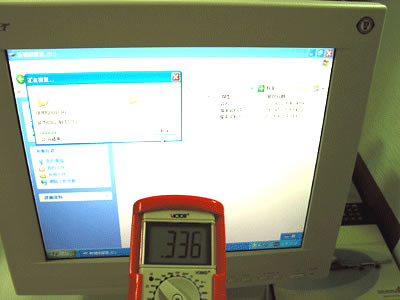 一台符合 TCO99 安規的 ACER 液晶螢幕插 2 孔插座的測試值