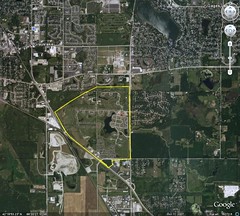Prairie Crossing is inside the yellow border (image by Google Earth, boarder by me)