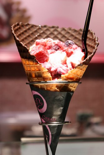 Chocolate-coated ice cream cone
