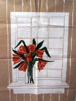 Marushka - tulips in window (red and tan)