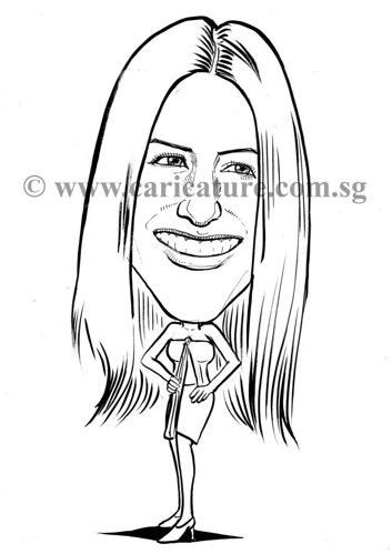 Celebrity caricatures - Jennifer Aniston ink watermark