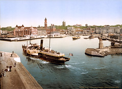 Helsingborg harbor and city hall, Sweden, ca. 1895
