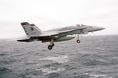 Fighter Airplane picture - F-18 Hornet launches off the angle deck of the USS Enterprise (CVN-65)