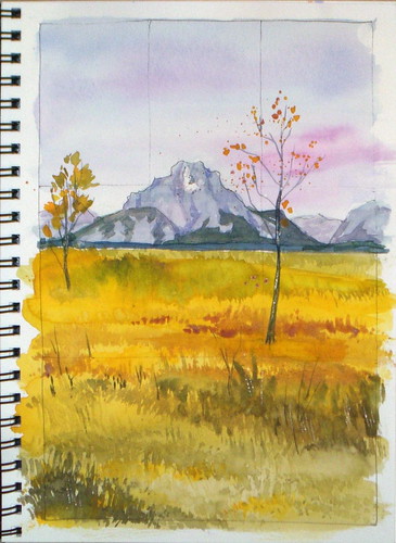 Watercolor Sketch - Mount Moran