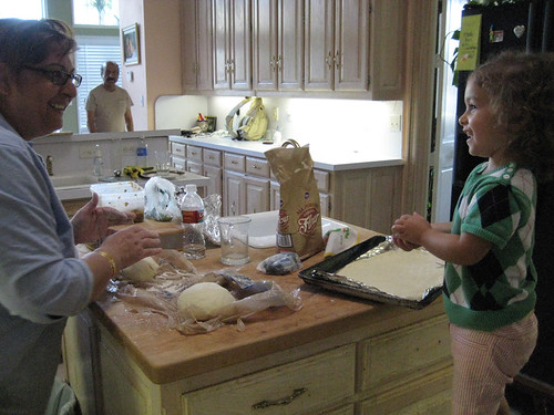 Making homemade fresh bread with Grandma