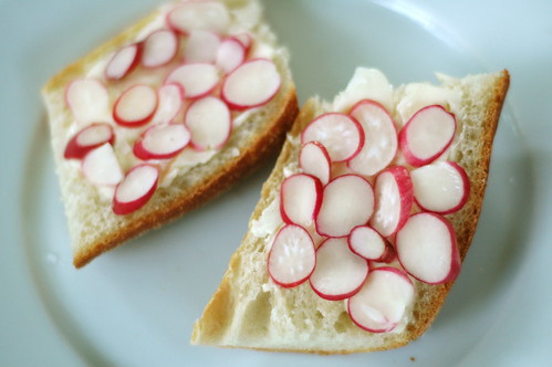 Radishes with Butter, Sea Salt, and Baguette