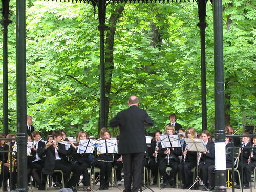High school band at the Jardin du Luxembourg gazebo