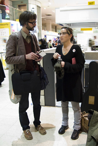 Jarvis Cocker and KT Tunstall checking in at Heathrow