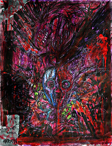 t2z - the tOkKA bootlegz :: RUN from HUN - Violet Violence n' RED  ..// { Ink &  Paint by tOkKa over copy of Harmon's Pencils }