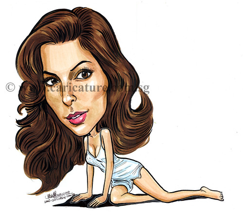 Celebrity caricatures - Eva Longoria colour watermark